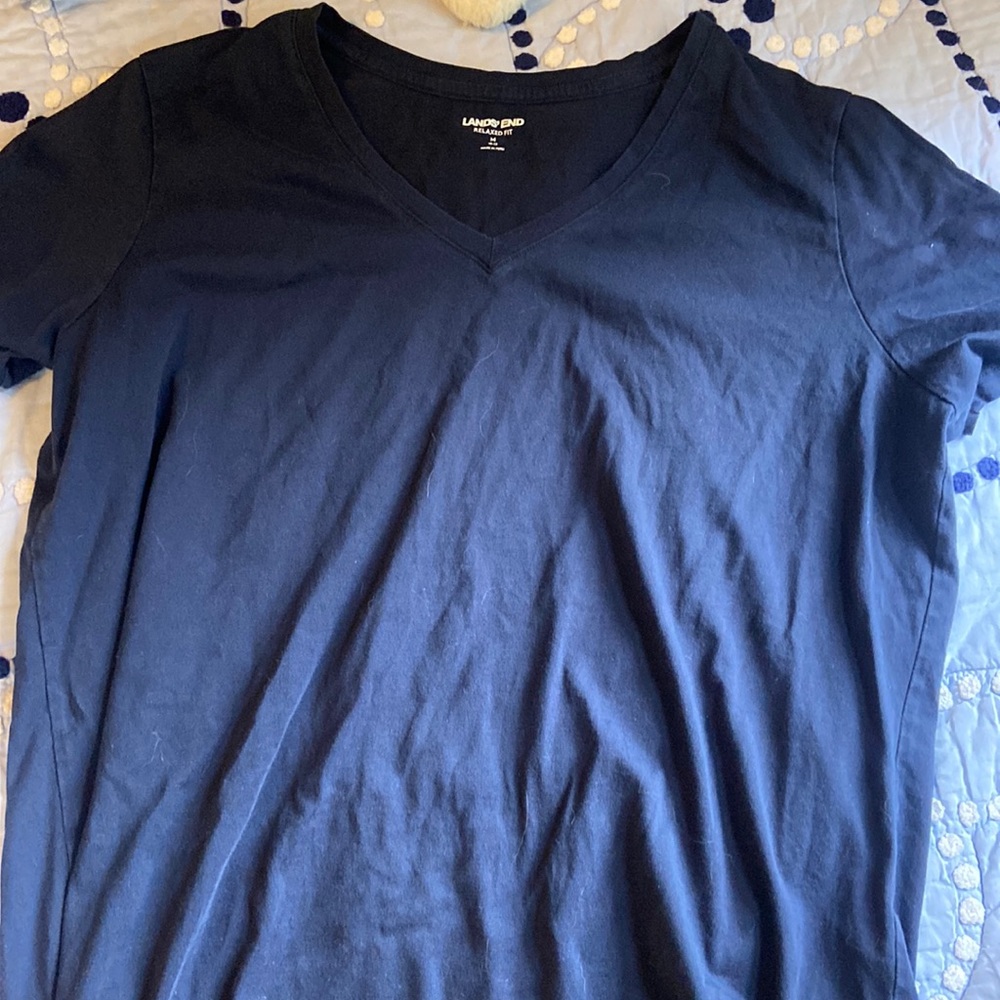 Lands End Relaxed Fit Medium V-neck short sleeve